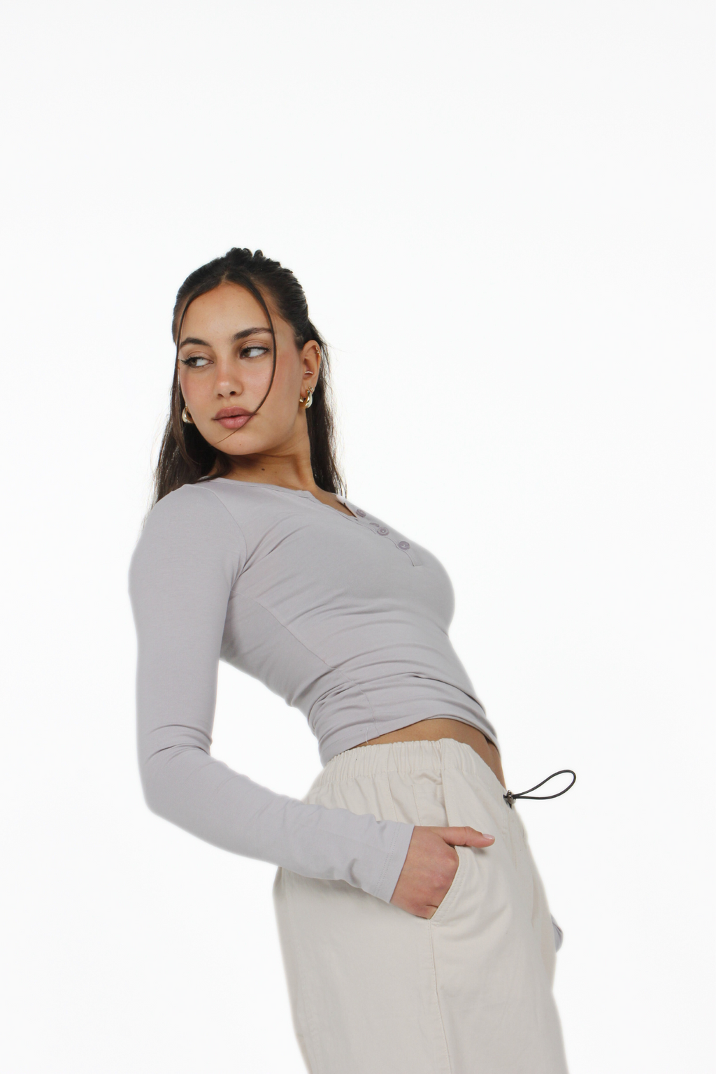 FIT ME LONG SLEEVE BUTTON UP GREY