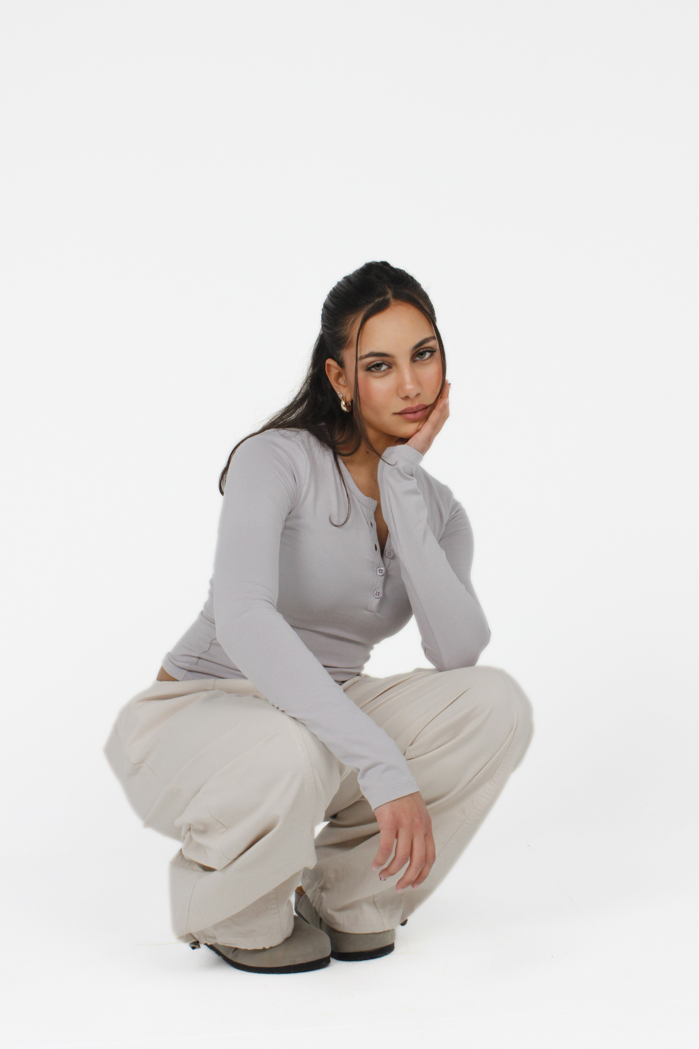 FIT ME LONG SLEEVE BUTTON UP GREY