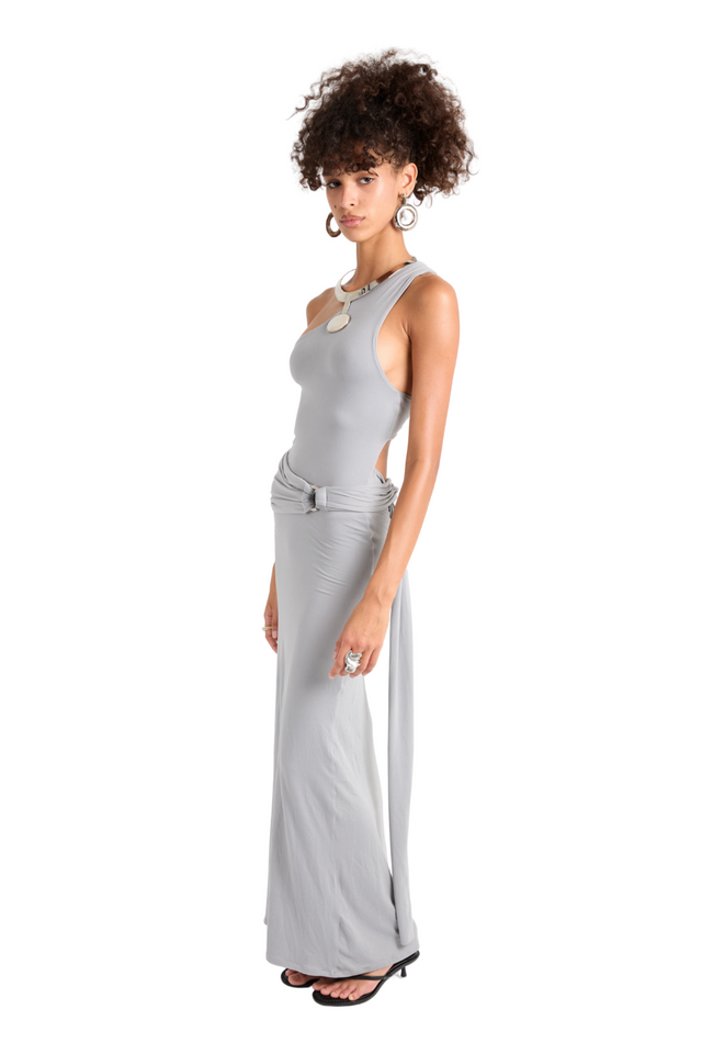 Slate Muse One Shoulder Dress