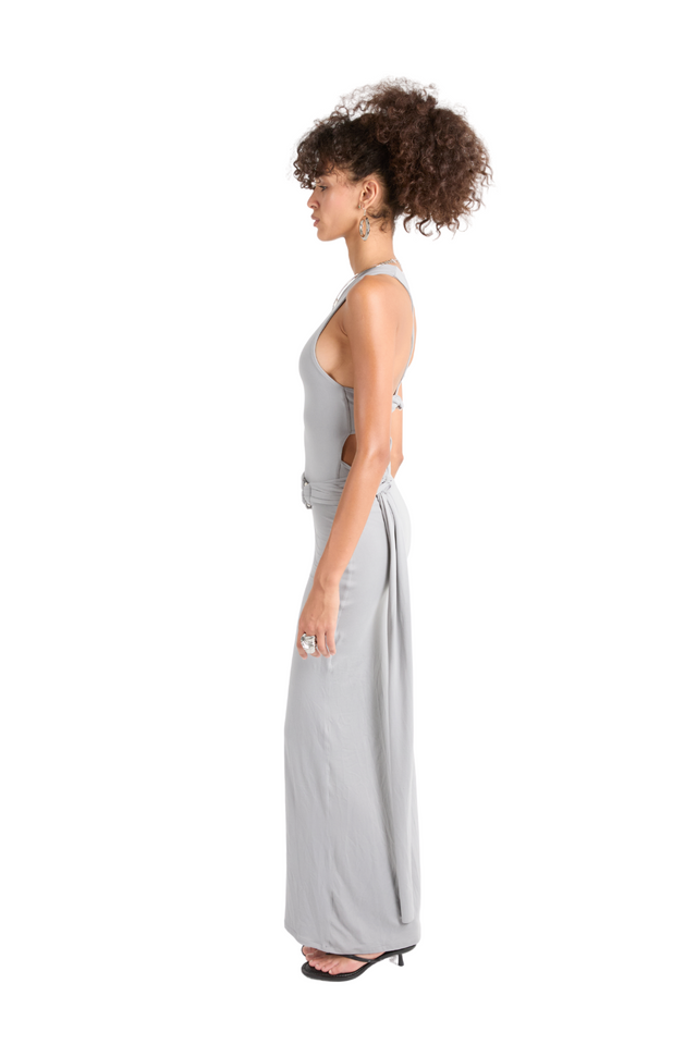 Slate Muse One Shoulder Dress